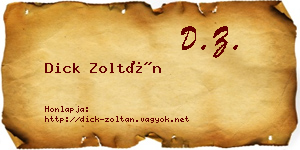 Dick Zoltán névjegykártya